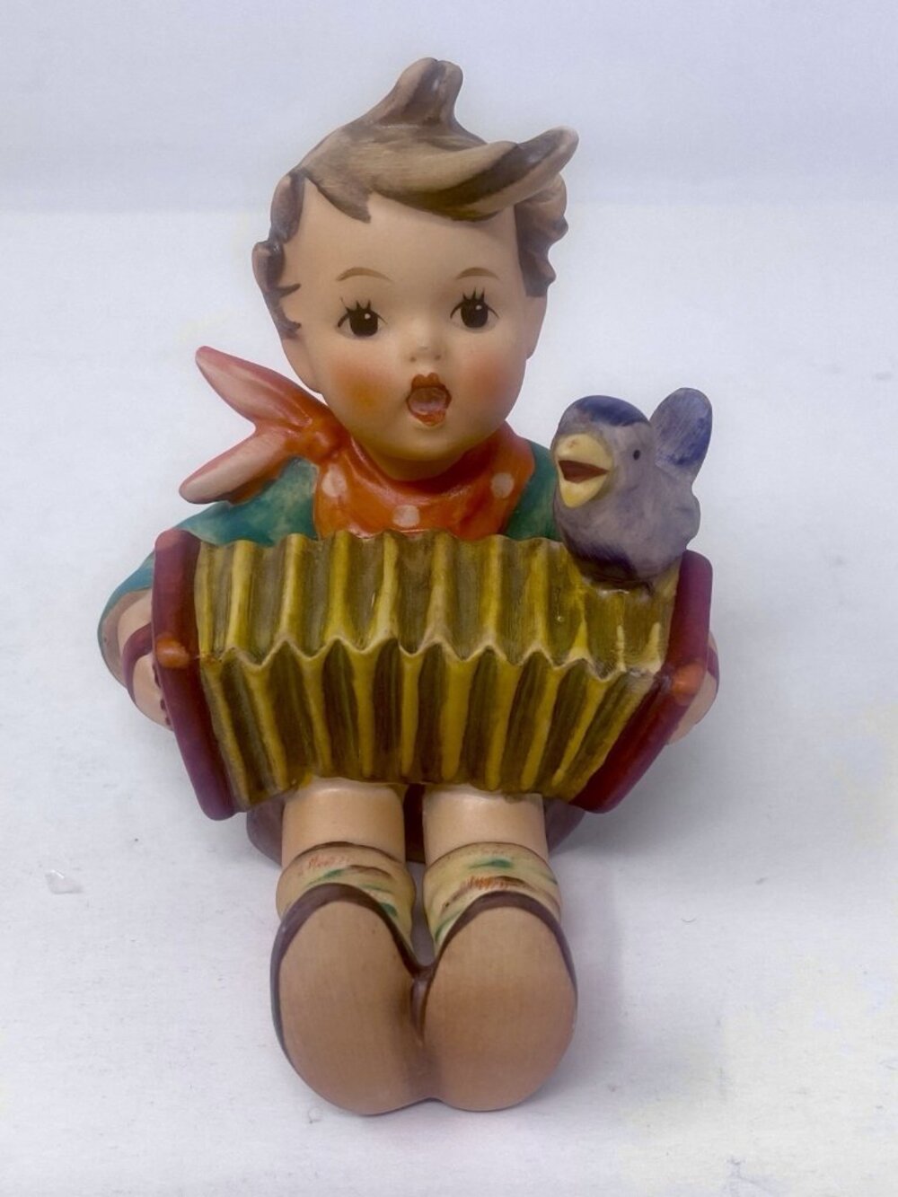 Goebel Hummel Lets Sing #110 W Germany TMK4 Sitting Boy Playing Accordian Signed